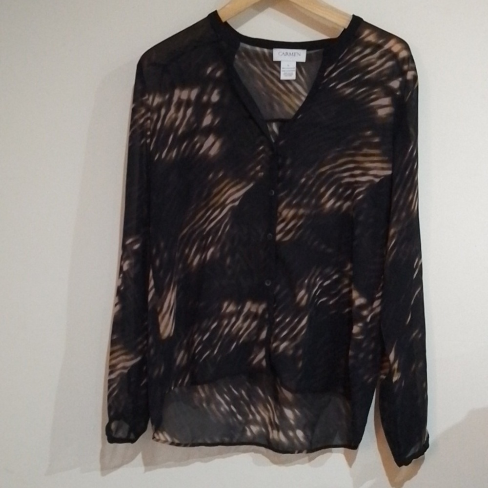 ! A5💐 Carmen Marc Valvo L sheer blouse